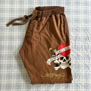 Ed Hardy Drawstring Sweat Shorts with Pockets